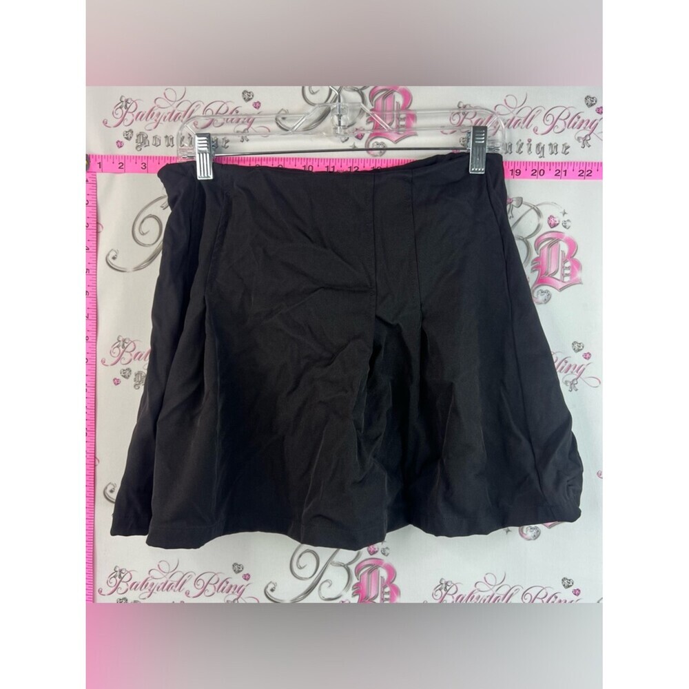 Cider skirt flowy mini pleated cute short Black A-Line Mini Skirt